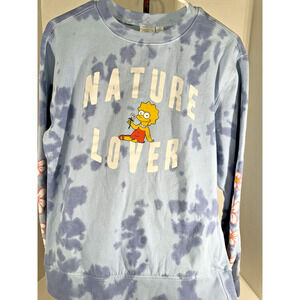 Lisa Simpson Nature Lover Long Sleeve‎ Crew Neck Sweatshirt Womens Size S